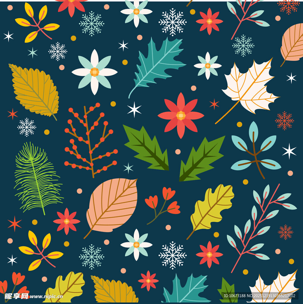 多彩秋季植物图案背景
