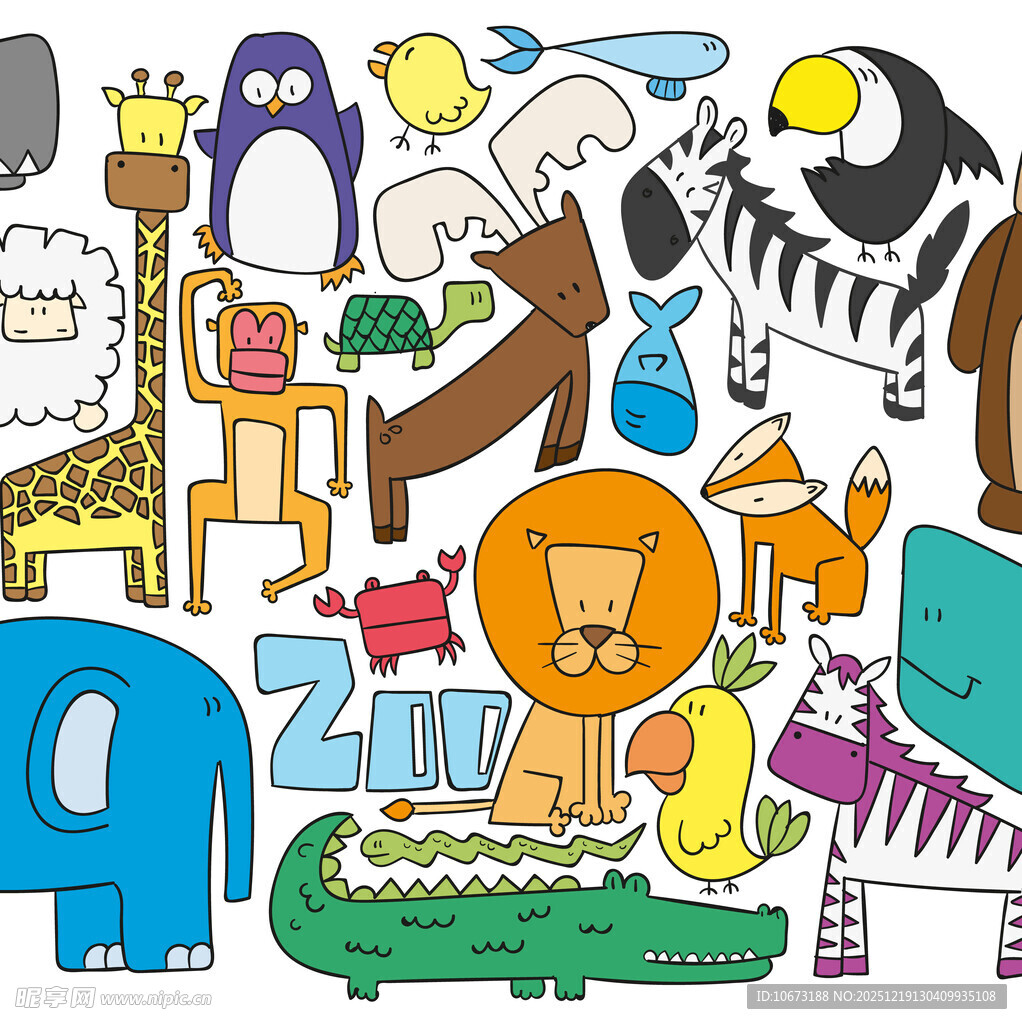 卡通动物图案集合