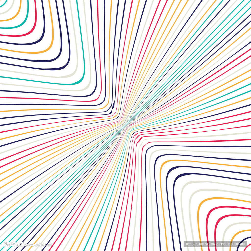 放射状多彩线条抽象图案