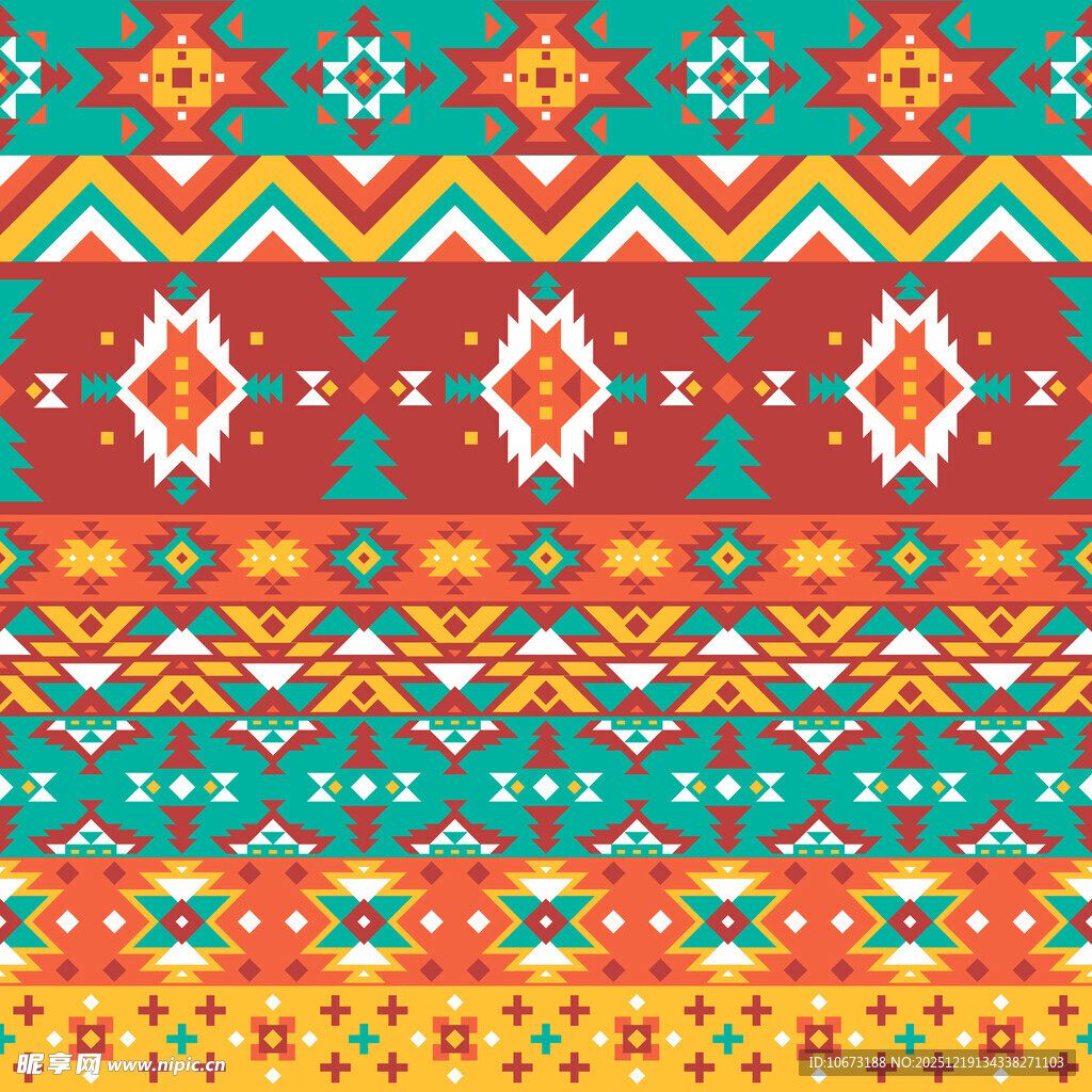 多彩民族风几何图案纹理