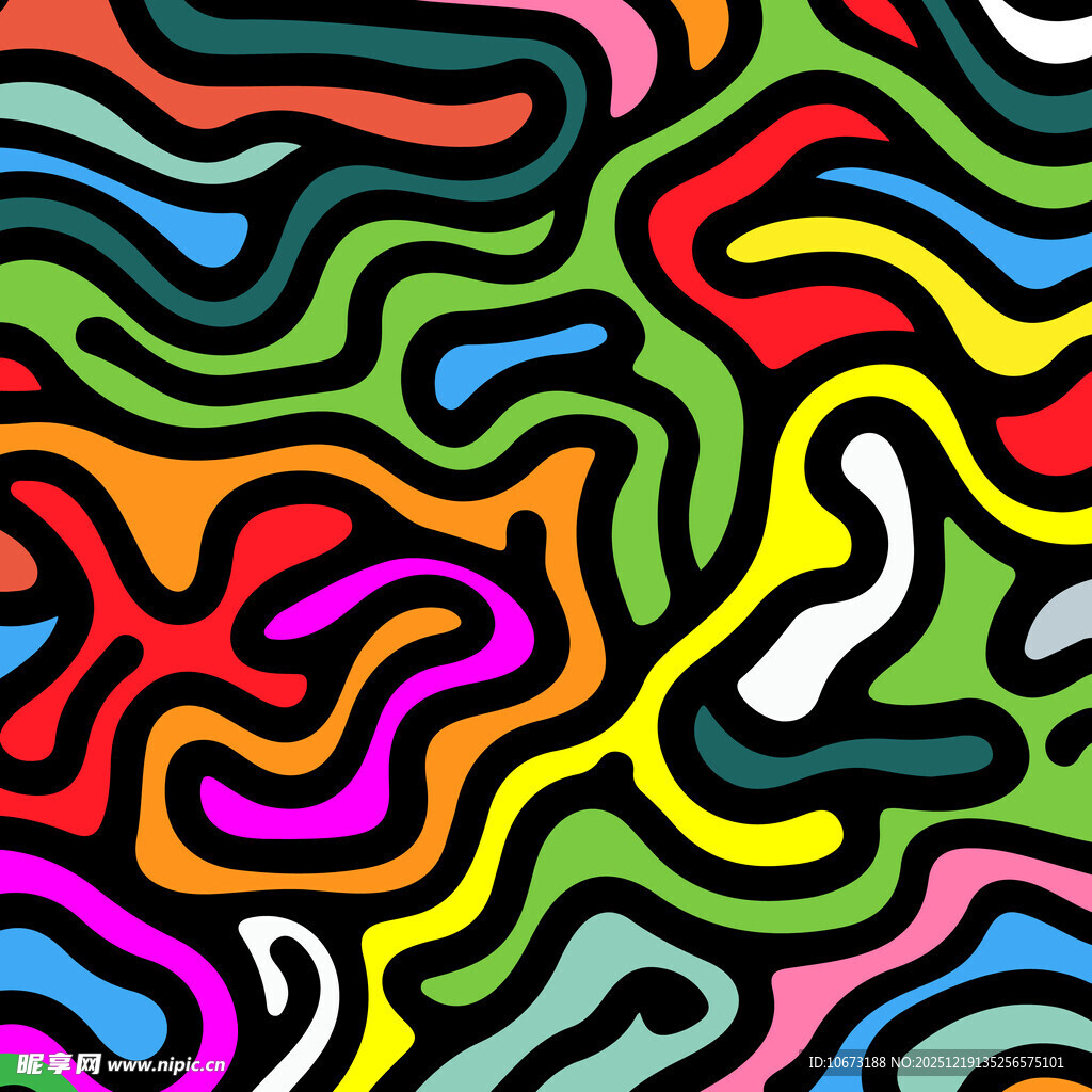 多彩波浪形抽象图案