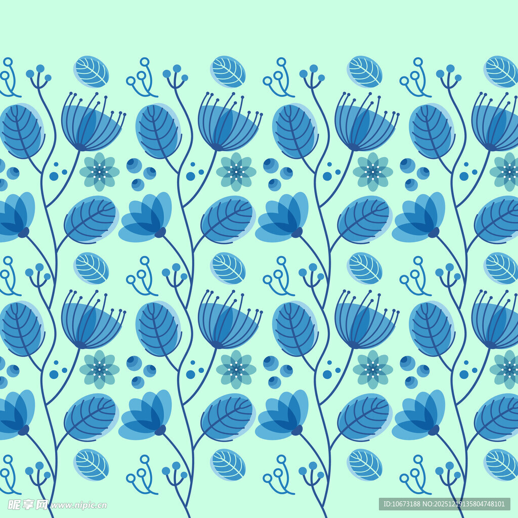 蓝色花卉图案背景纹理