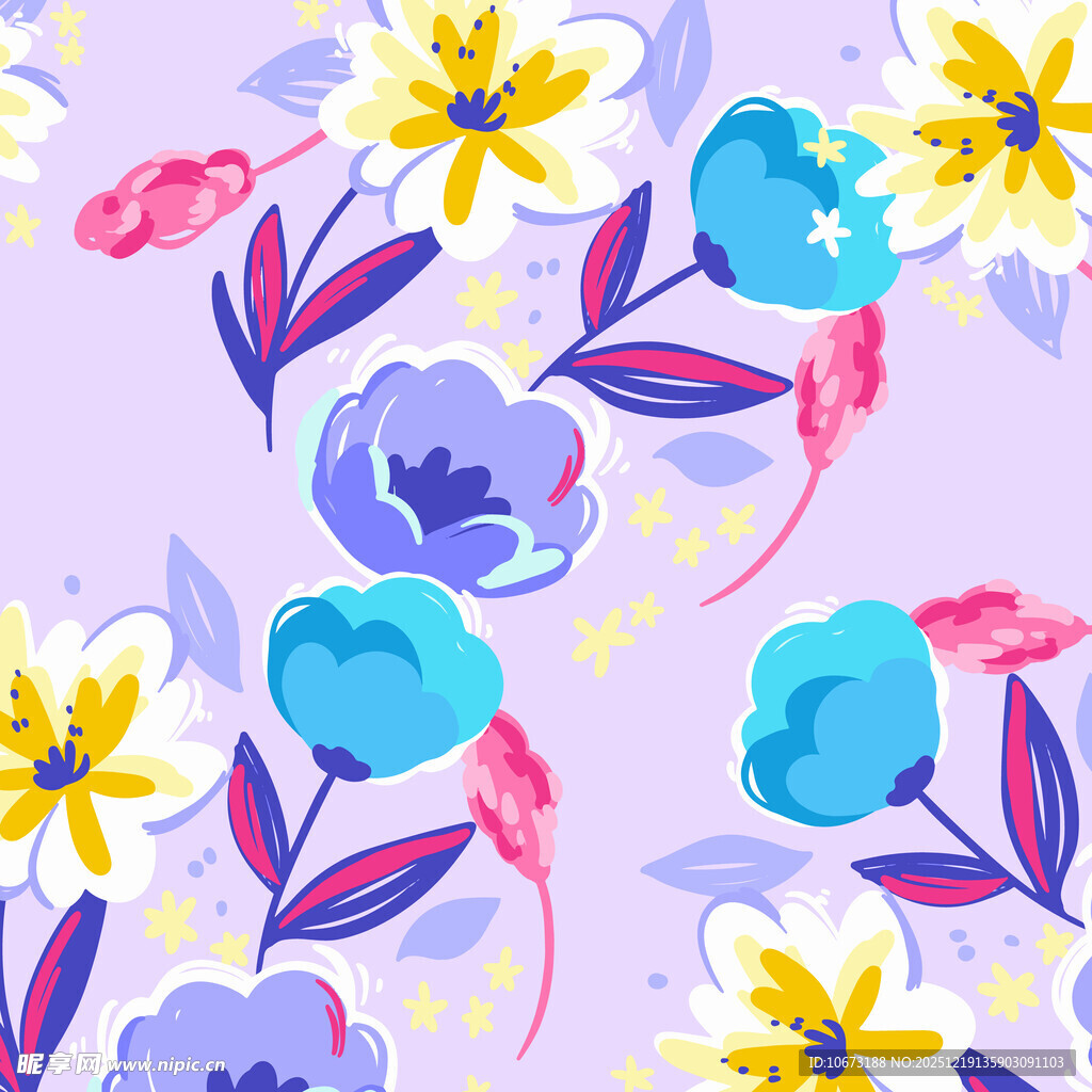 淡紫色底花卉图案设计