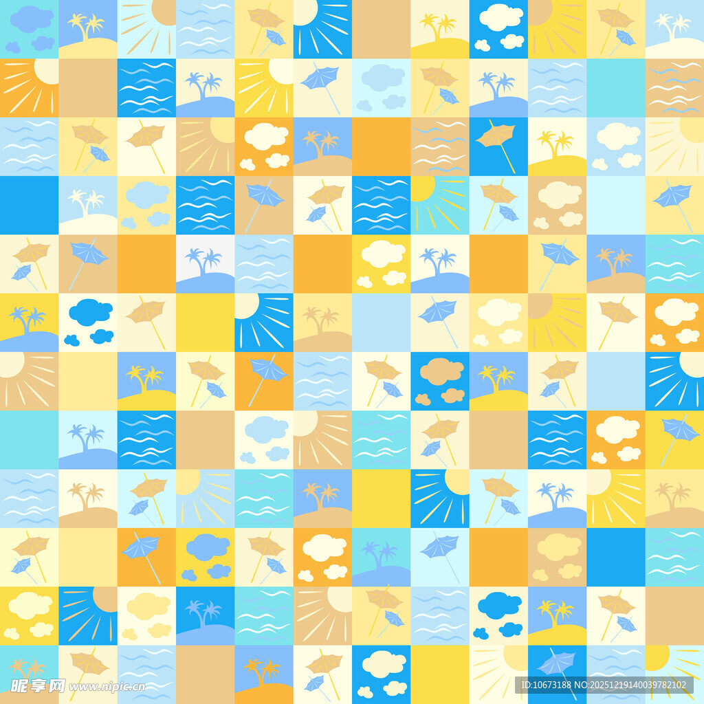 多彩卡通图案拼接背景