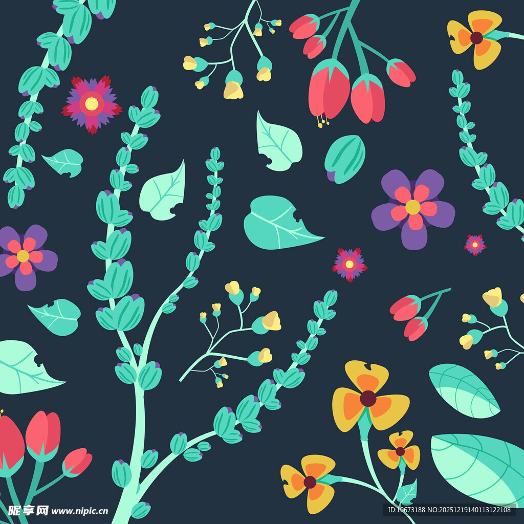 多彩花卉植物图案背景