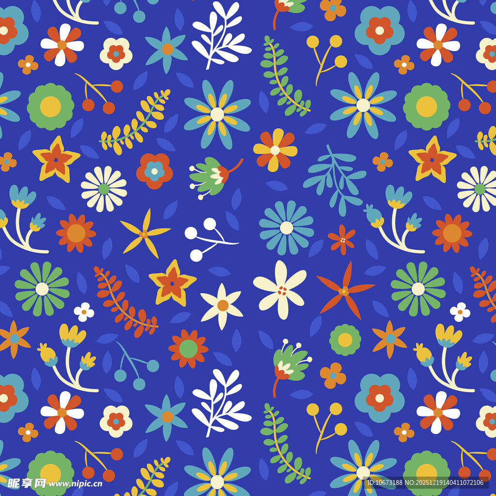 蓝色花卉图案背景纹理