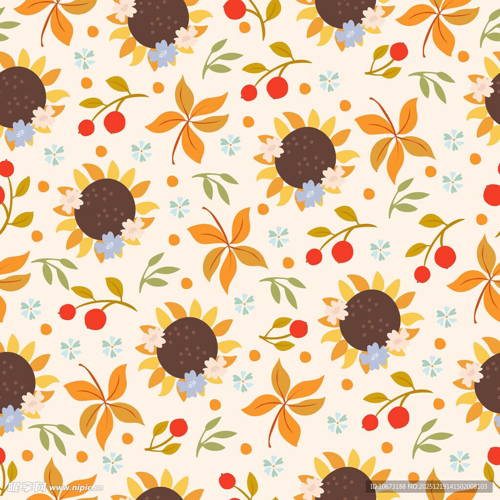 花卉向日葵图案无缝背景