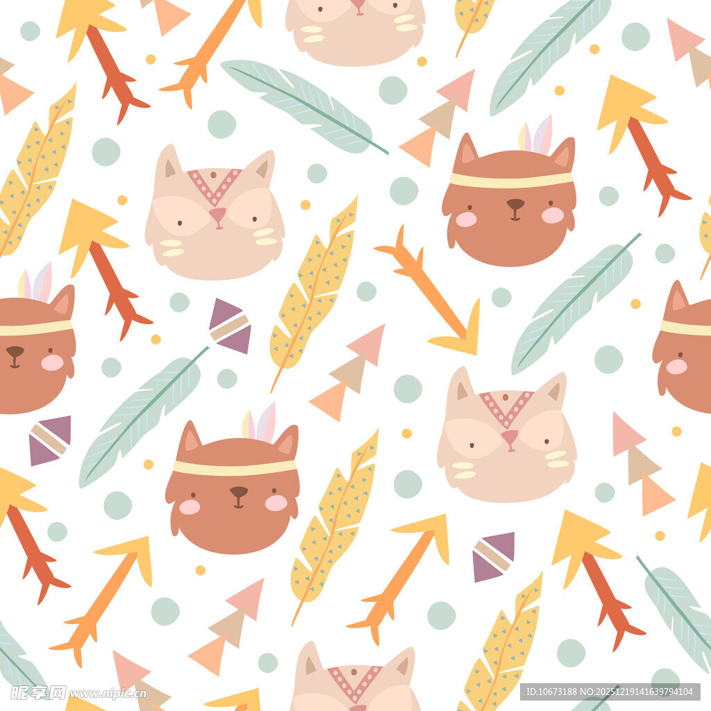 可爱猫咪与箭头图案背景