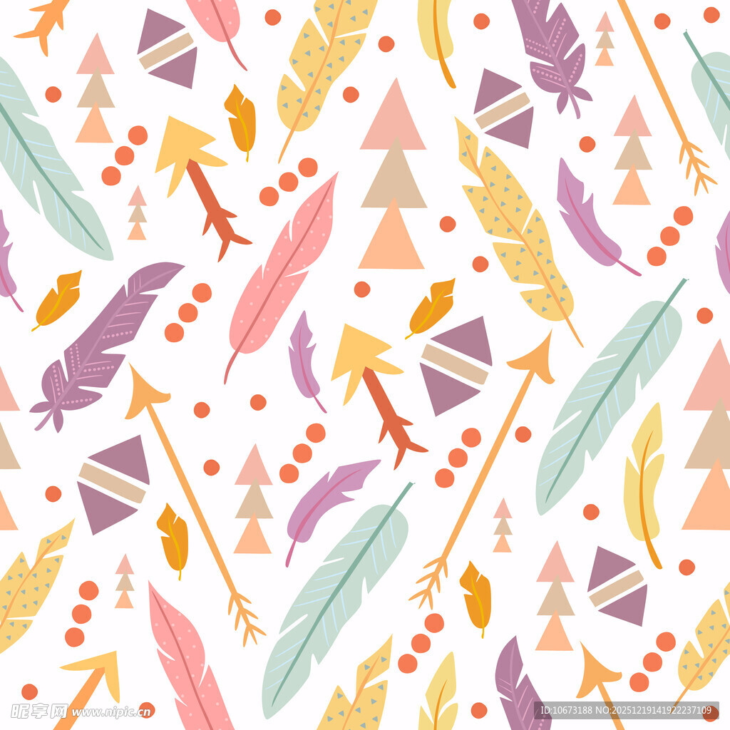 多彩羽毛几何图案背景