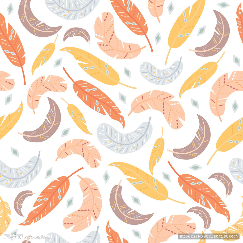 多彩羽毛无缝图案背景