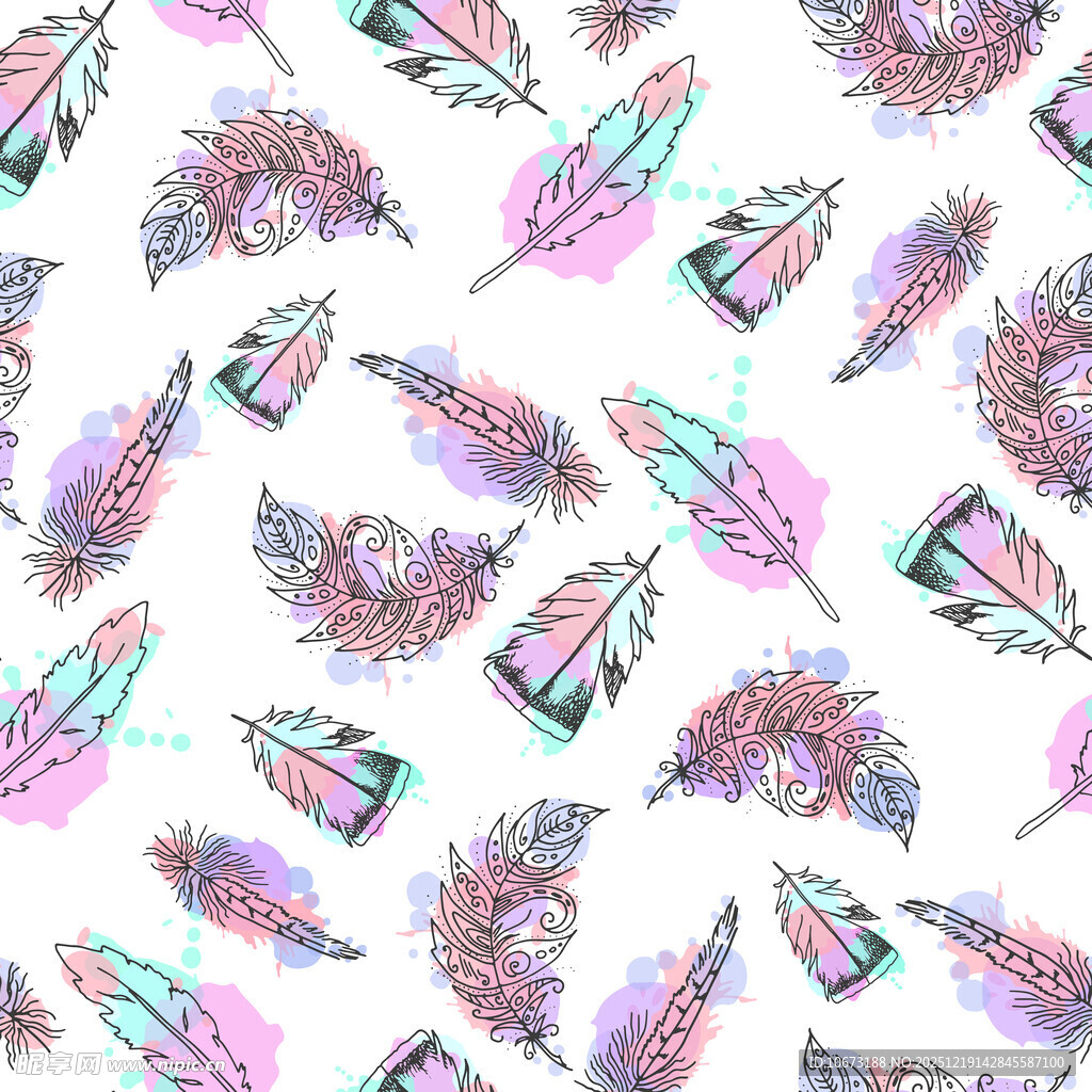 水彩羽毛图案背景