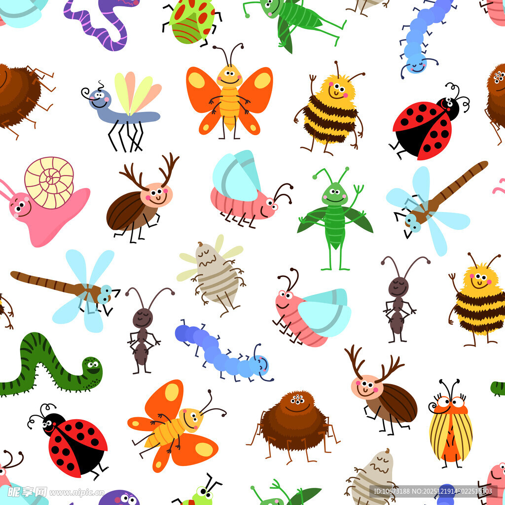 多彩昆虫图案背景