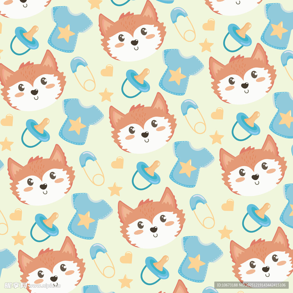 可爱猫咪与奶嘴图案背景