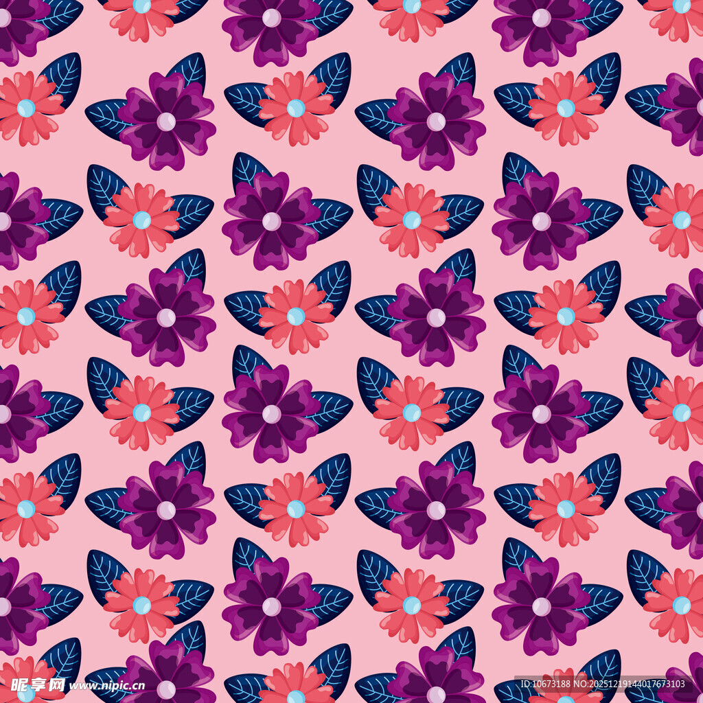 粉色花卉无缝图案背景