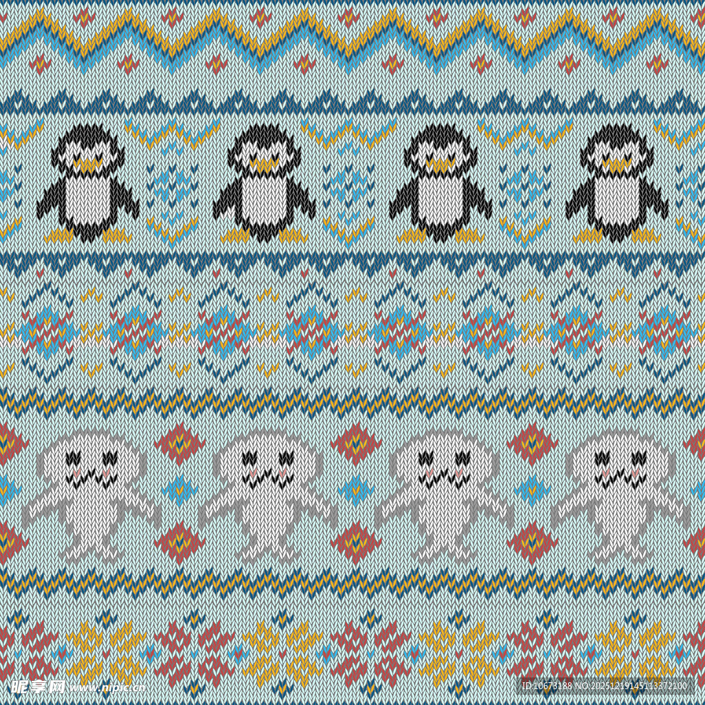 可爱动物图案针织风花纹