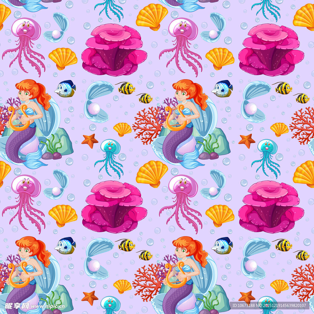 梦幻海底生物图案背景