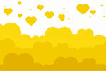金黄云朵间飘洒爱心