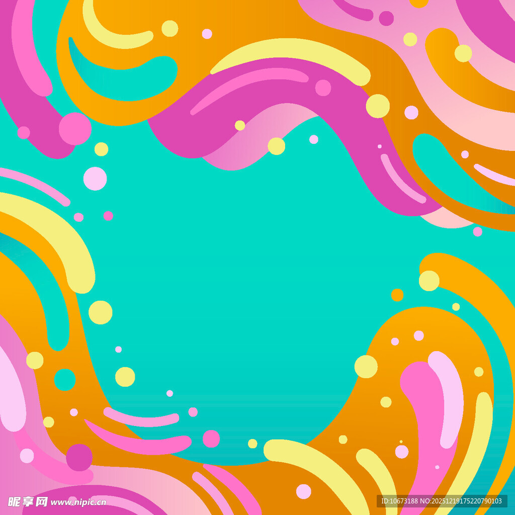 多彩波浪边框背景图