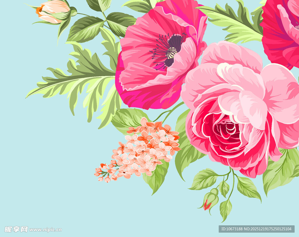 粉色花卉装饰图案