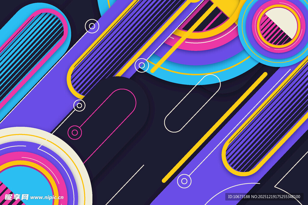 炫彩几何抽象图案设计