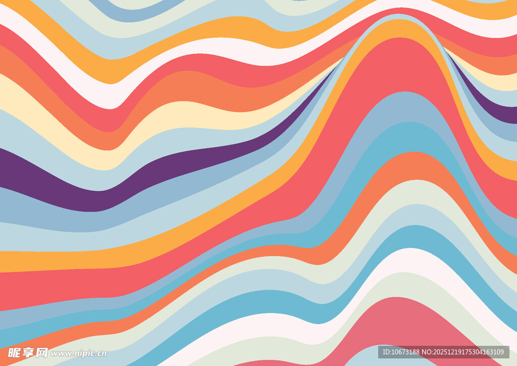 多彩波浪条纹抽象背景图