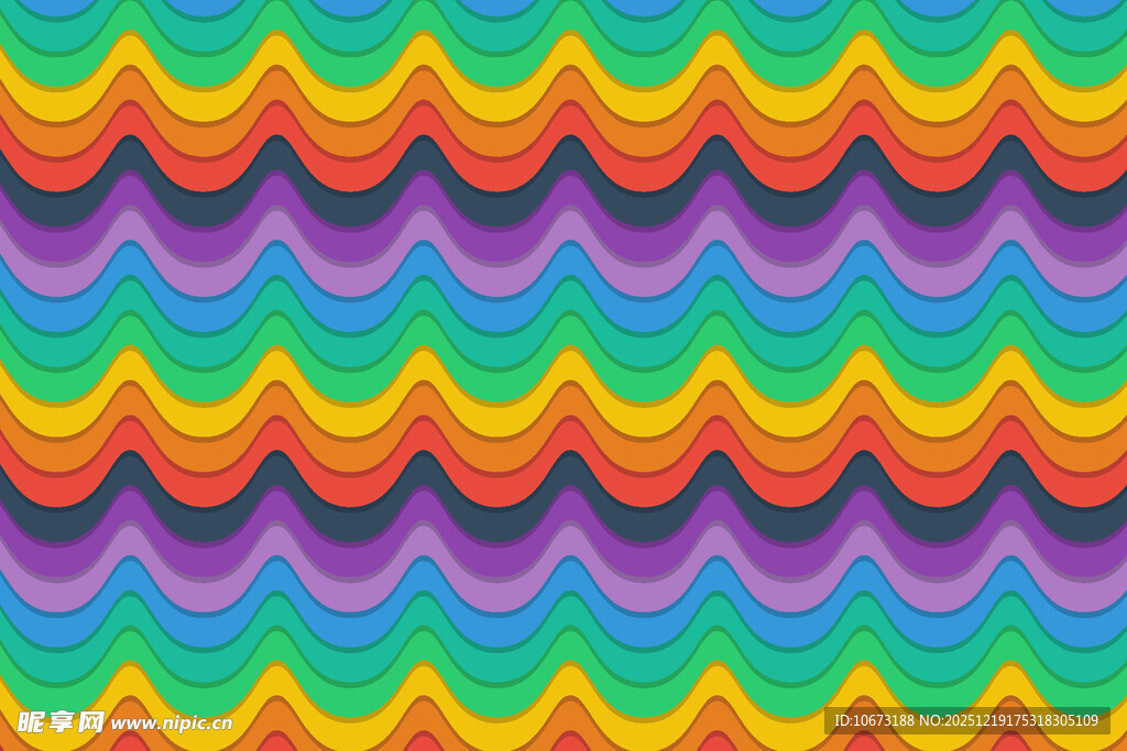 多彩波浪纹几何图案背景