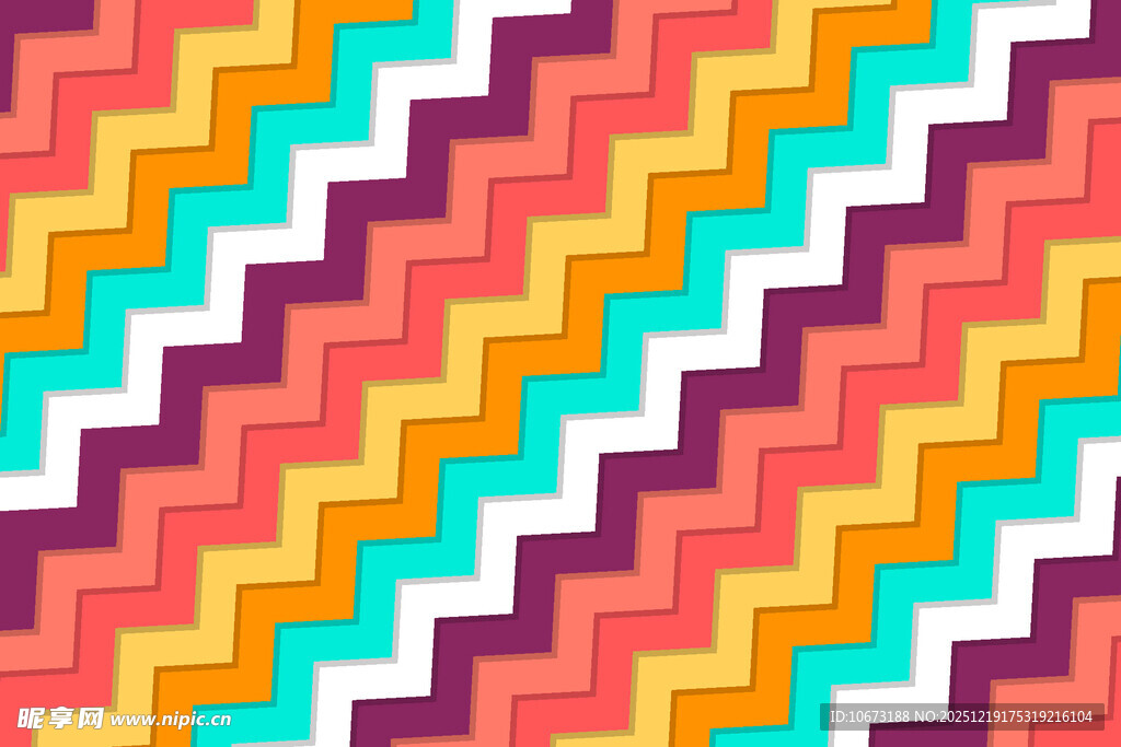 多彩锯齿形几何图案背景