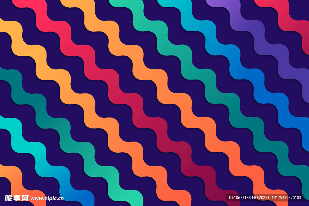 多彩波浪条纹图案背景