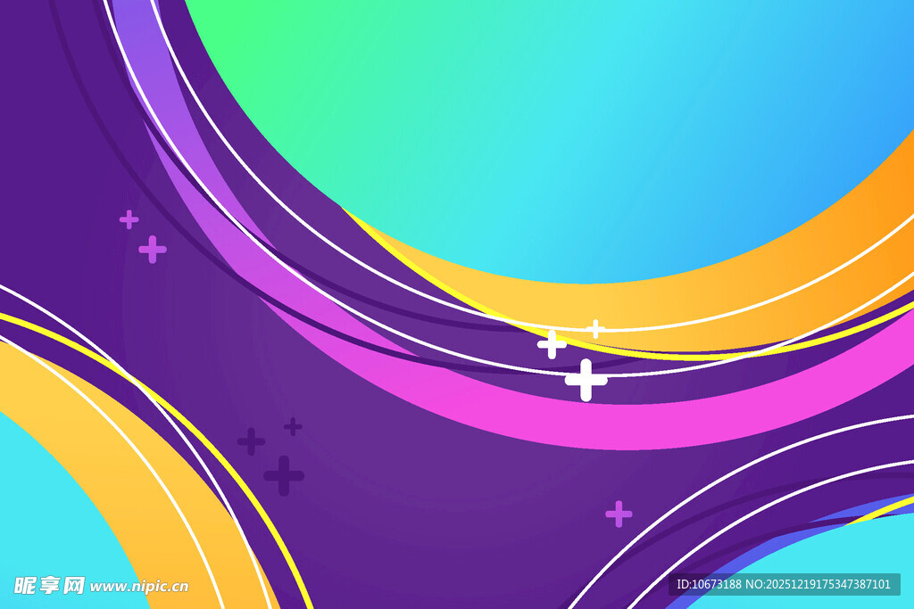 多彩曲线星空抽象背景图