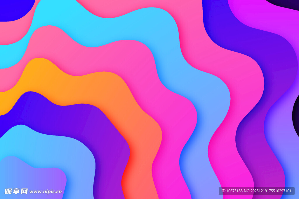 多彩波浪形抽象背景图案