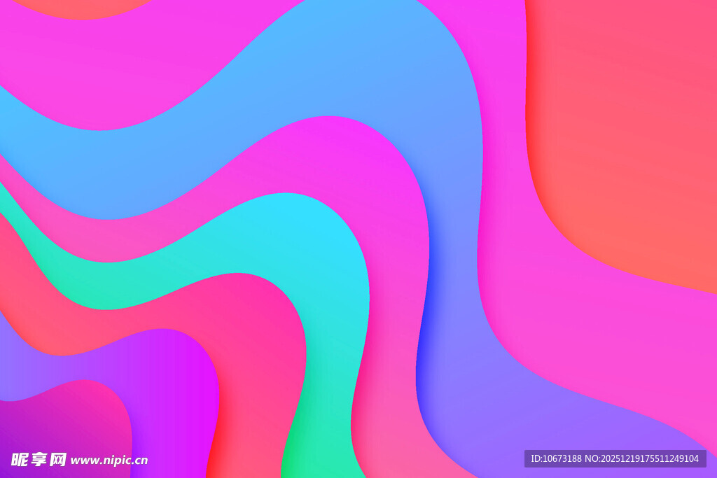 多彩波浪形抽象背景图案