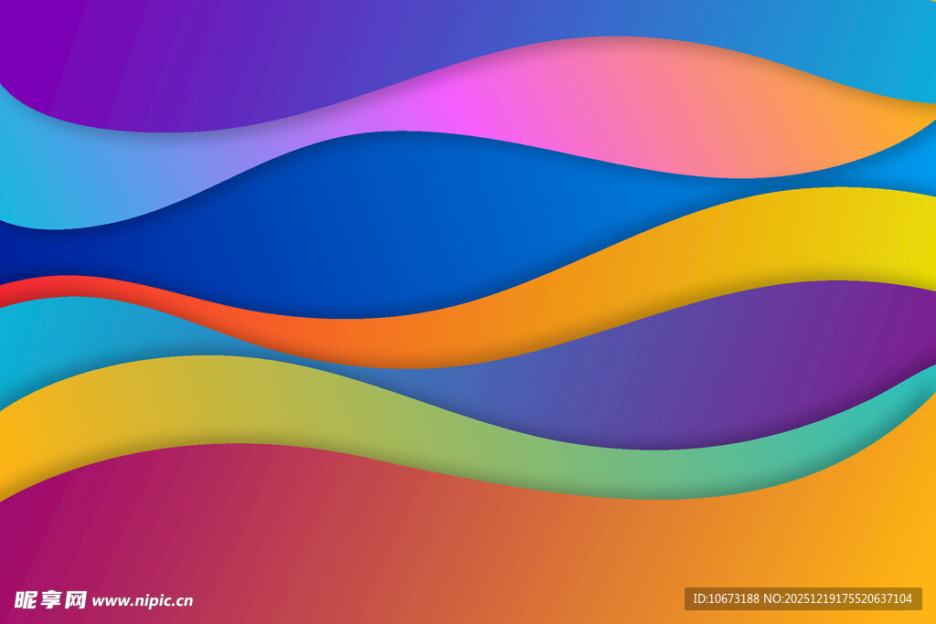多彩波浪抽象背景图案