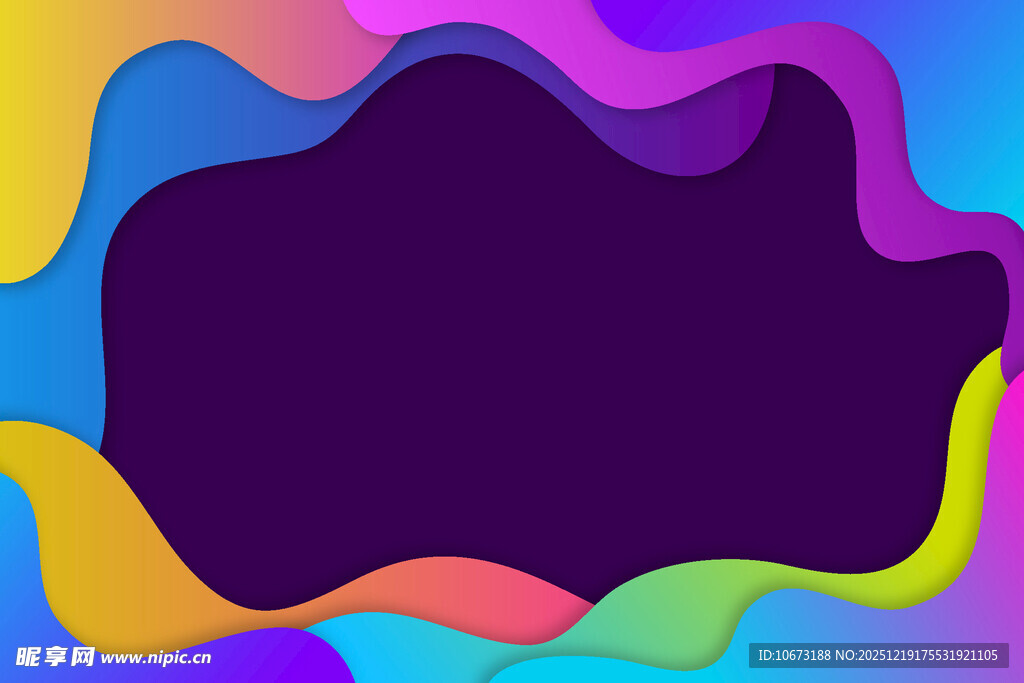 多彩波浪形边框背景图