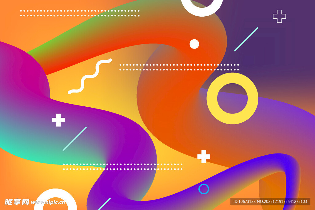 多彩抽象几何流体背景图