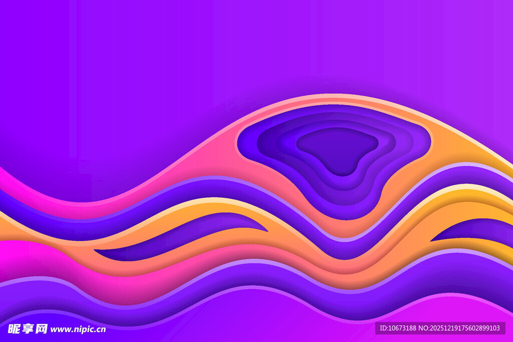 多彩波浪形抽象艺术图案