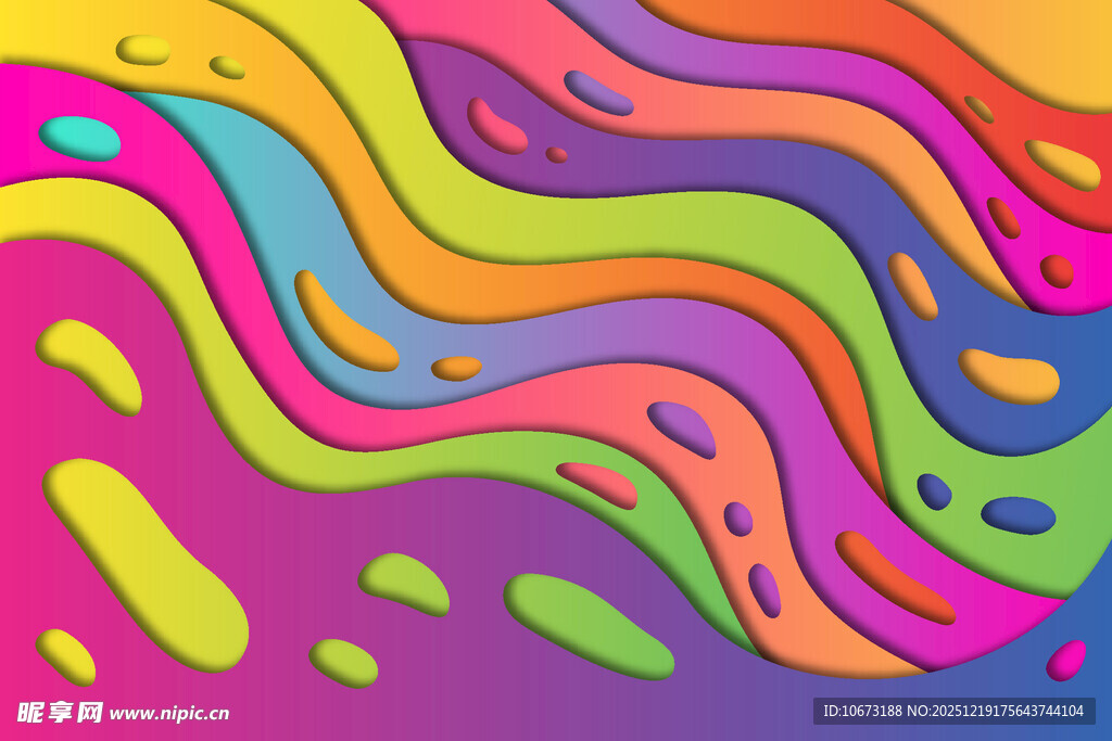 多彩波浪抽象图案背景
