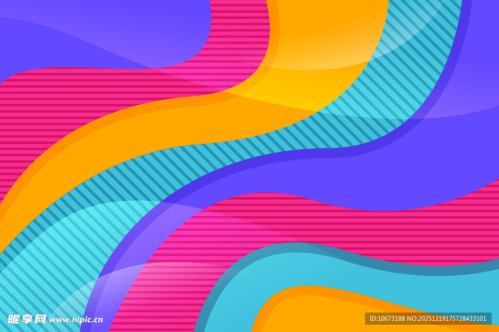 多彩波浪抽象背景图案
