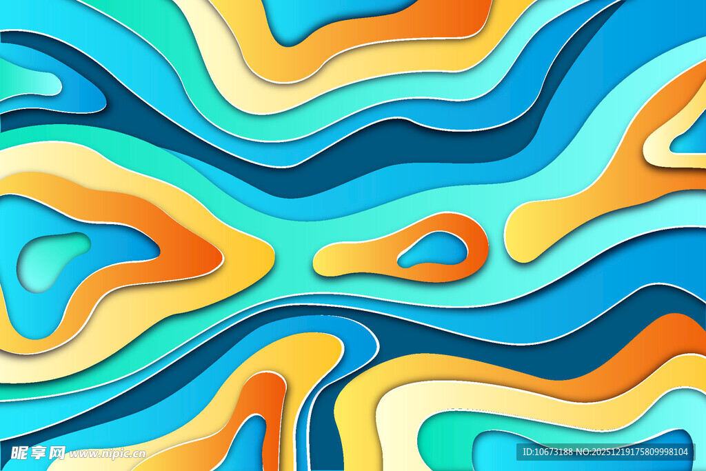 多彩波浪形抽象图案背景