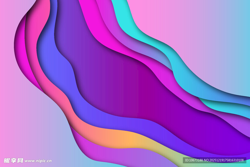 多彩波浪形抽象艺术图案
