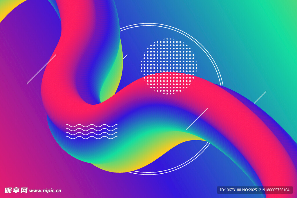 炫彩流动线条抽象背景图