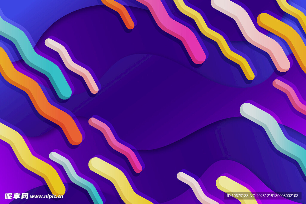 多彩波浪线条抽象背景图