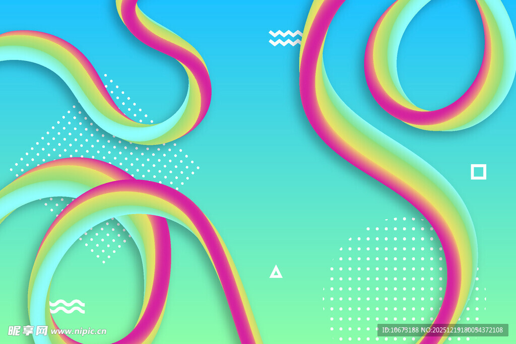 多彩曲线抽象背景图案