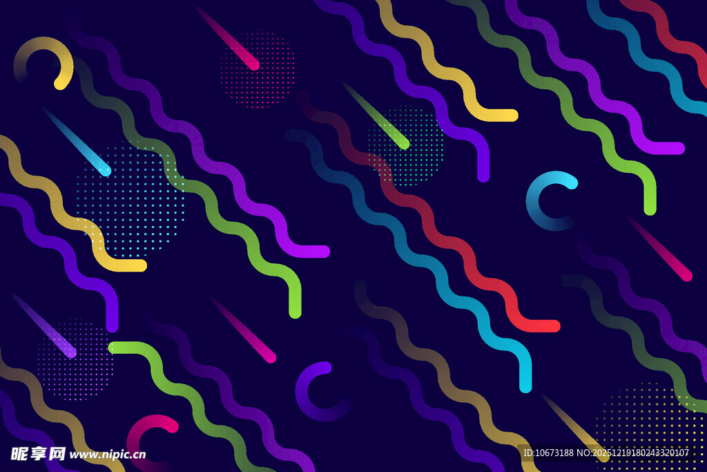 炫彩波浪线条背景图案