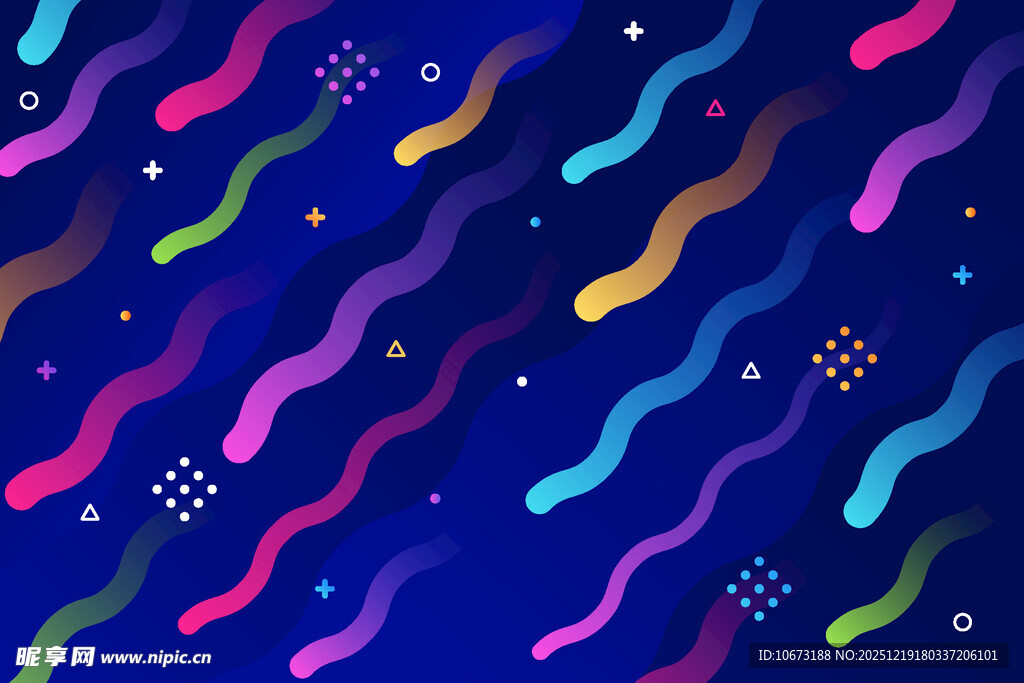 多彩波浪线条星空背景图