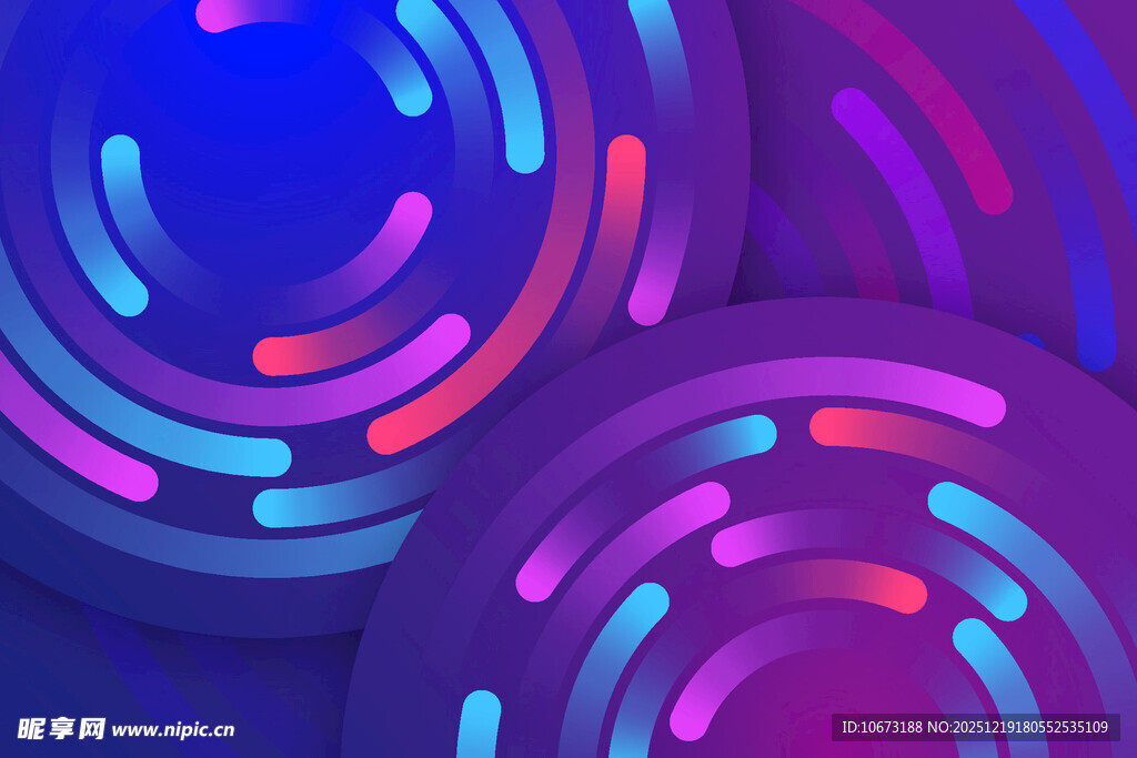 炫彩霓虹圆形图案背景