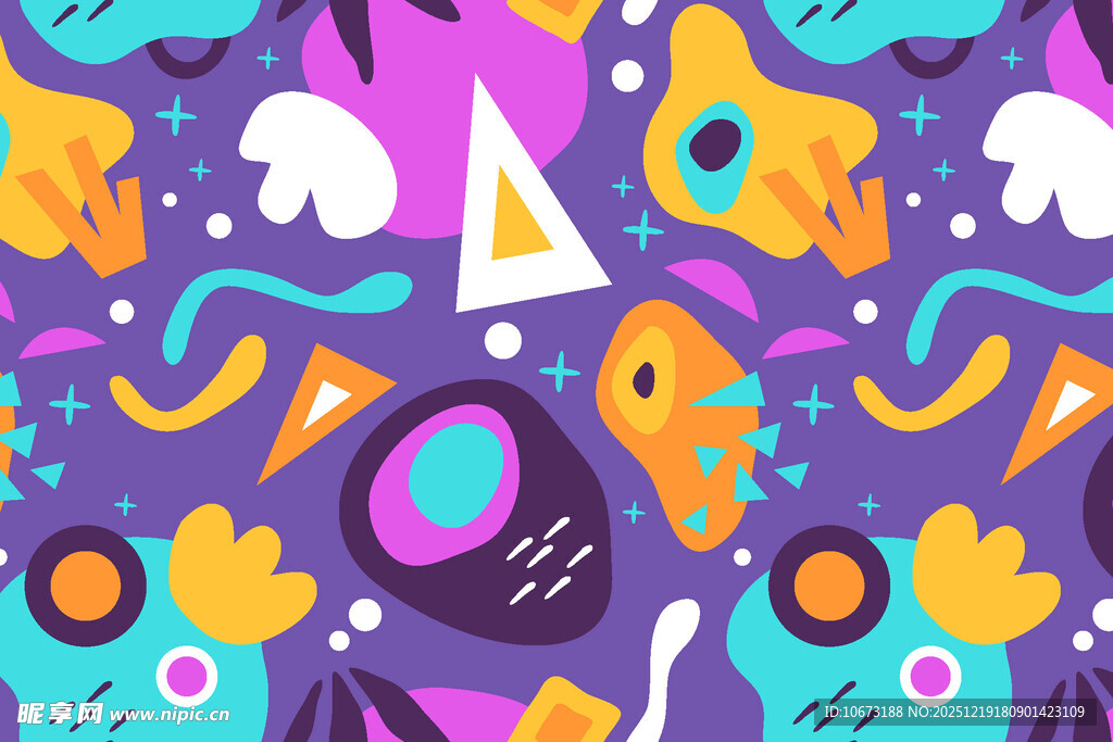 多彩梦幻卡通图案背景