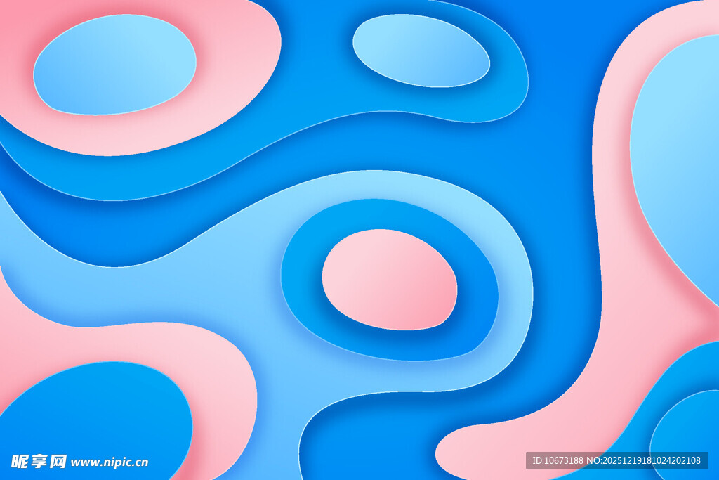蓝粉渐变流体抽象图案