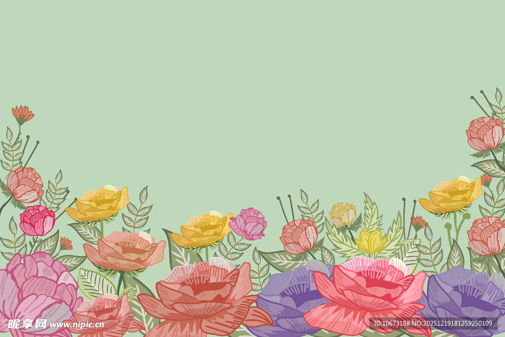 缤纷花卉边框图案