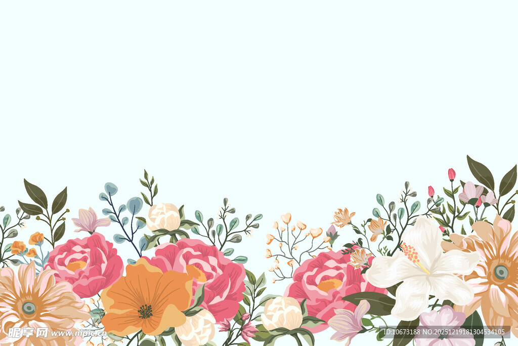 缤纷花卉装饰边框