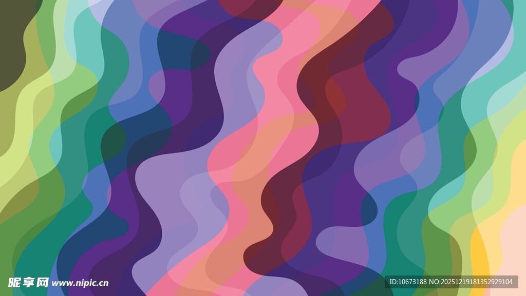 多彩波浪形抽象图案背景
